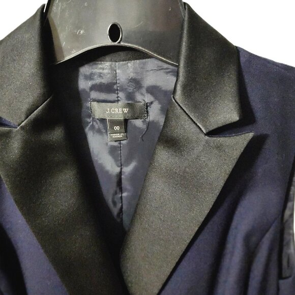 J.Crew Tuxedo Sheath Dress in Super 120s Wool Blue Black 2 - Picture 3 of 6